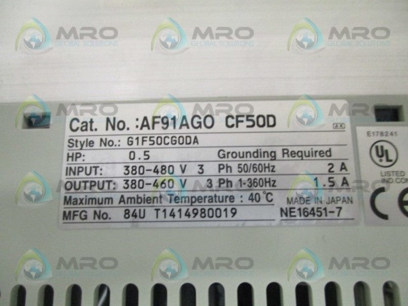 CUTLER HAMMER AF91AG0CF50D 0.5HP 380-480V  NSMP