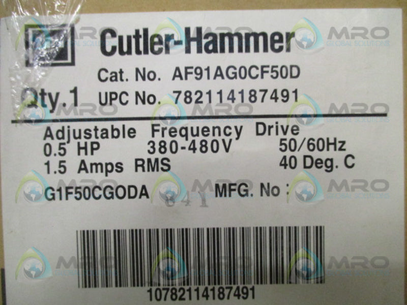 CUTLER HAMMER AF91AG0CF50D 0.5HP 380-480V  NSMP