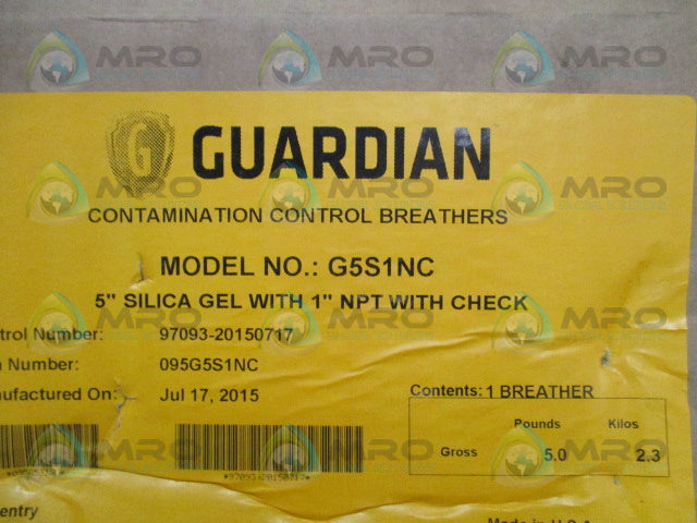 GUARDIAN G5S1NC DESICCANT AIR BREATHER *NEW IN BOX*