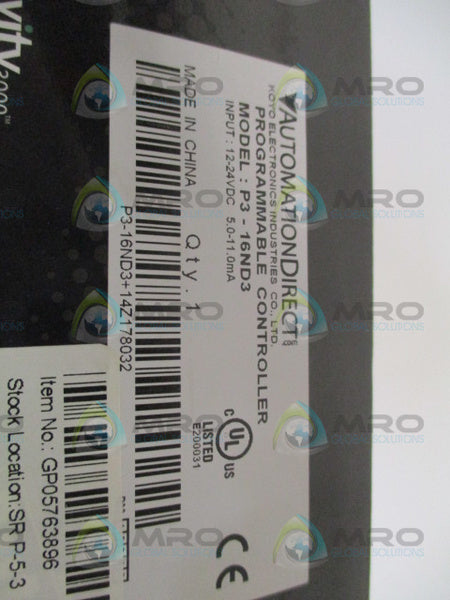 AUTOMATION DIRECT P3-16ND3 PROGRAMMABLE CONTROLLER * FACTORY SEALED *
