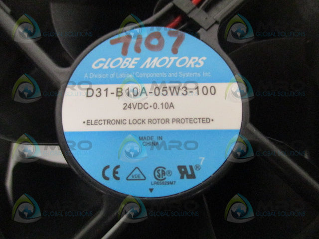 GLOBE MOTORS D31-B10A-05W3-100 FAN 24VDC *NEW NO BOX*