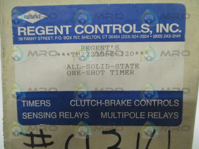 REGENT CONTROLS TM2222D5S-120 SOLID STATE TIMER *NEW IN BOX*