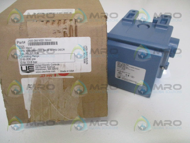 UNITED ELECTRIC J400-358 PRESSURE SWITCH 0-200 PSI *NEW IN BOX*