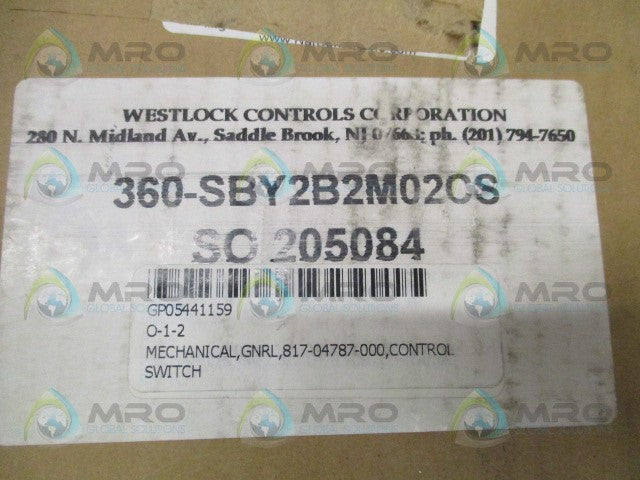 WESTLOCK CONTROLS 360-SBY2B2M02CS MECHANICAL CONTROL SWITCH *NEW IN BOX*
