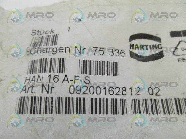 HARTING 09200162812 CONNECTOR INSERT *NEW IN FACTORY BAG*