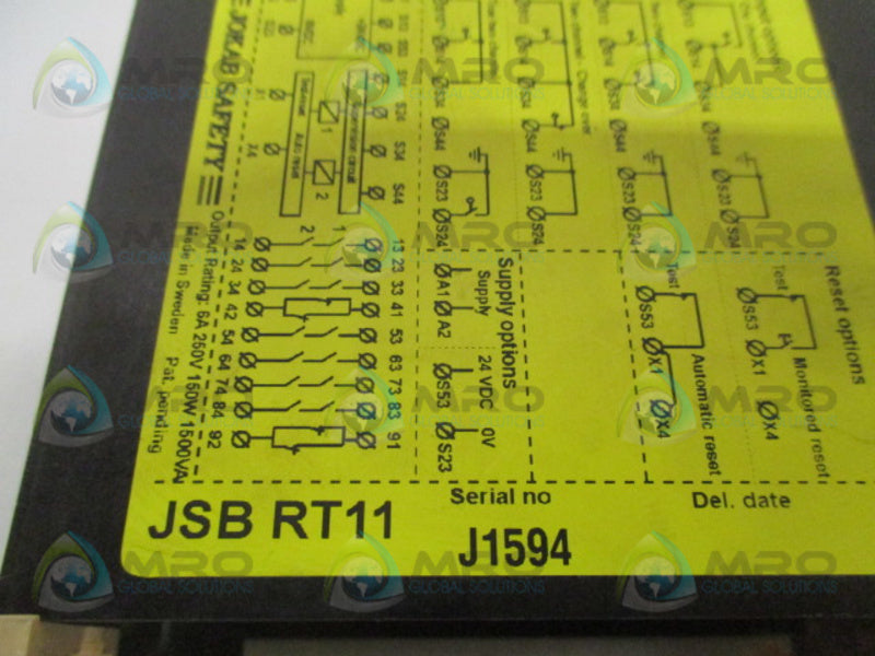 JOKAB JSBRT11 SAFETY RELAY 24VDC (AS PICTURED) *USED*