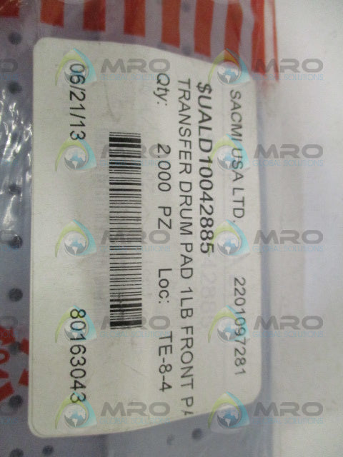 SACMI 8L10042885 TRANSFER DRUM PAD (PKG OF 2) *NEW IN FACTORY BAG*