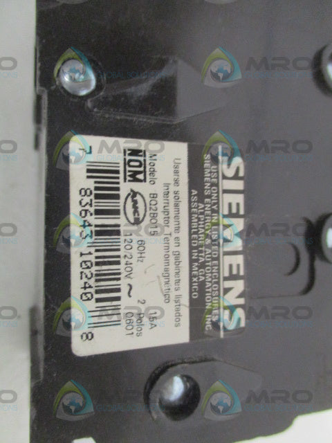 SIEMENS BQ2B015 CIRCUIT BREAKER 15A *USED*