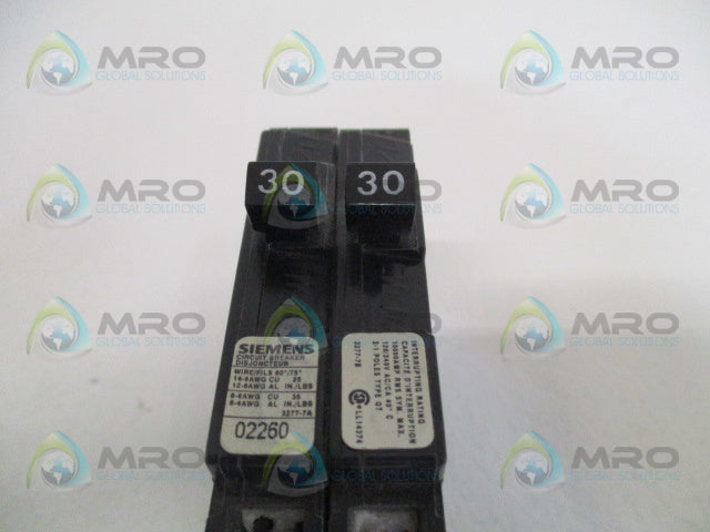SIEMENS Q3030NC CIRCUIT BREAKER 30-30A *USED*