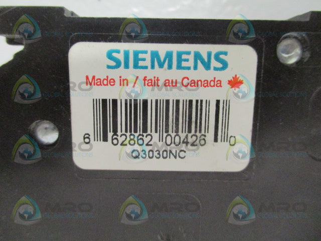 SIEMENS Q3030NC CIRCUIT BREAKER 30-30A *USED*