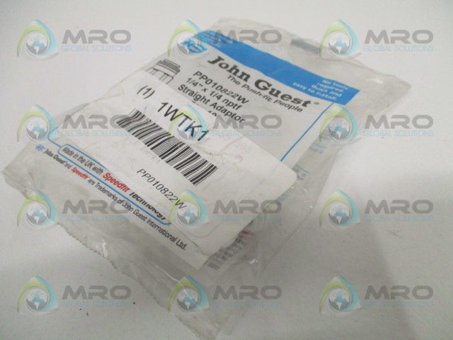 JOHN GUEST PP010822W STRAIGHT ADAPTOR 1/4"x1/4 (PKG OF 10) *NEW IN FACTORY BAG*