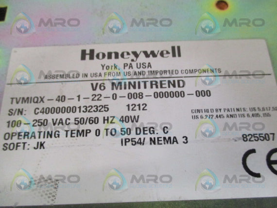 HONEYWELL MINITREND QX TVMIQX-40-1-22-0-008-000000-000 RECORDER *USED*