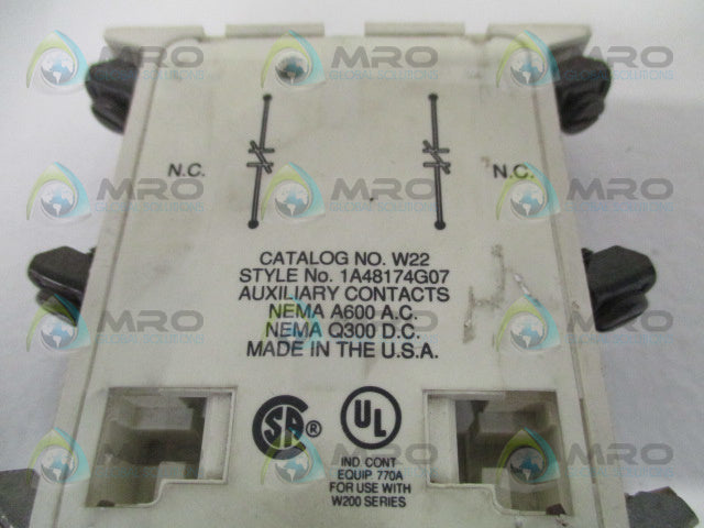 WESTINGHOUSE W22 AUXILIARY CONTACT *USED*