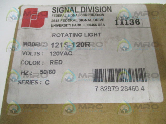 FEDERAL SIGNAL 121S-120R (RED) LIGHT * FACTORY SEALED *