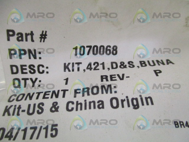 INDUSTRIAL MRO 1070068 DIAPHGRAM & SEAL KIT *NEW IN FACTORY BAG*