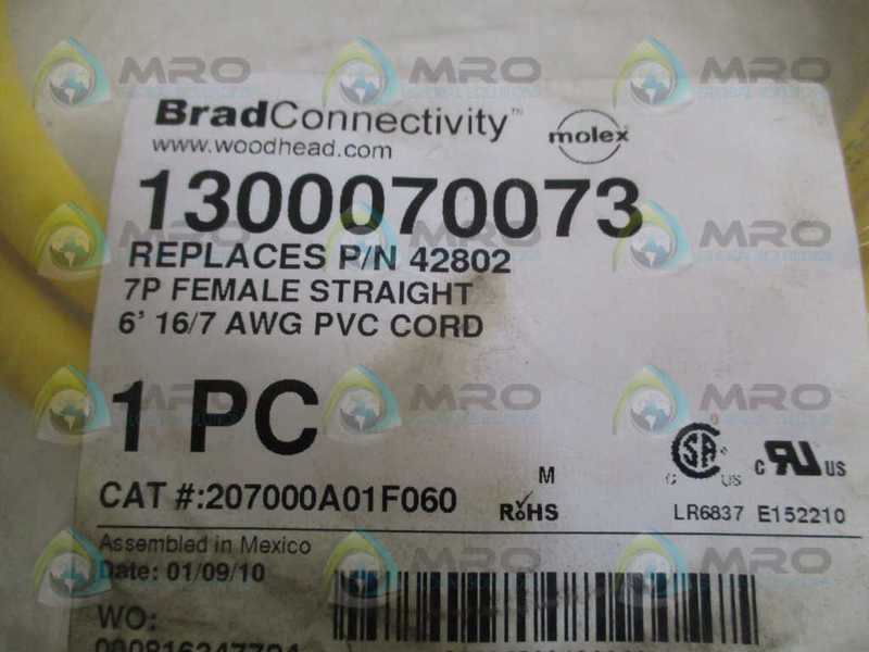 DANIEL WOODHEAD 42802 207000A01F060 CORDSET * NEW IN FACTORY BAG *