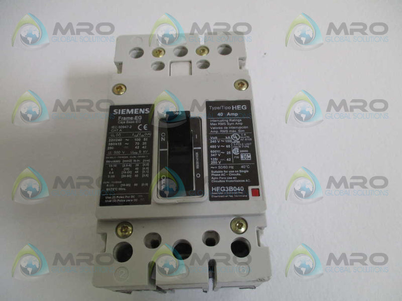 SIEMENS HEG3B040 CIRCUIT BREAKER 40A (AS PICTURED) *NEW NO BOX*