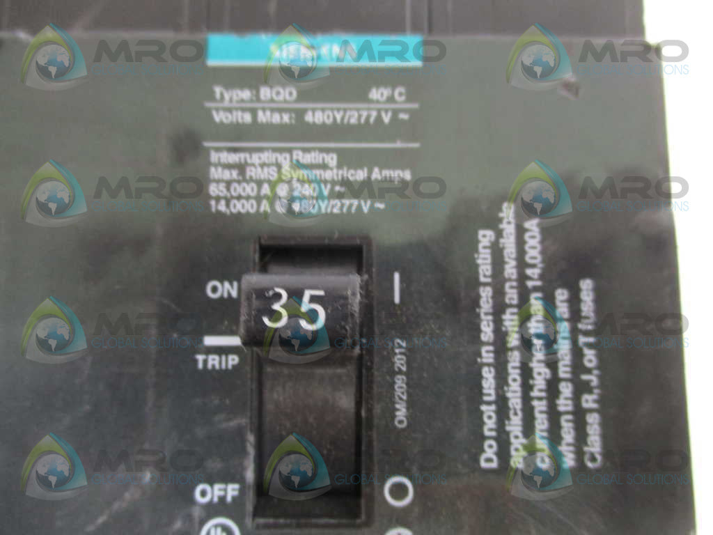 SIEMENS BQD335BP CIRCUIT BREAKER 35A *USED*