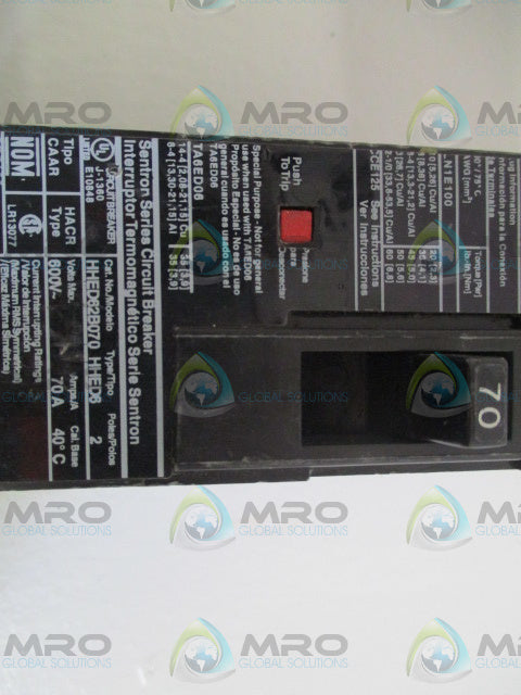SIEMENS HHED62B070 CIRCUIT BREAKER 70A *USED*