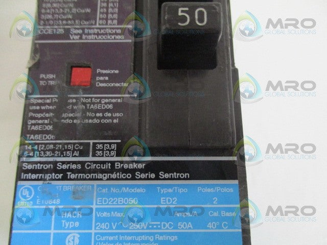 SIEMENS ED22B050 CIRCUIT BREAKER 50A *USED*