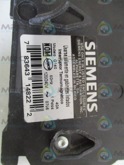 SIEMENS Q140 CIRCUIT BREAKER 40A *USED*