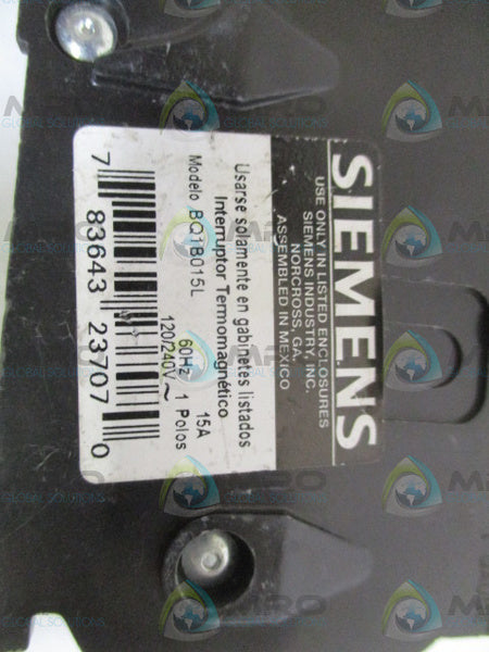 SIEMENS BQ1B015L CIRCUIT BREAKER 15A *NEW NO BOX*