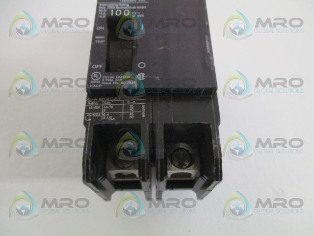 SIEMENS BQD2100 CIRCUIT BREAKER 100A *USED*