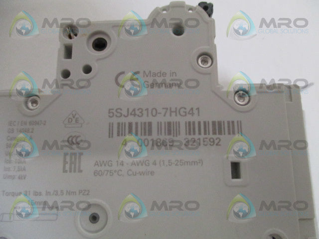 SIEMENS 5SJ4310-7HG41 CIRCUIT BREAKER 10A *USED*