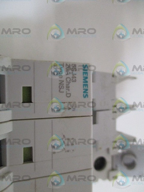 SIEMENS 5SJ4320-8HG42 CIRCUIT BREAKER 20A *USED*