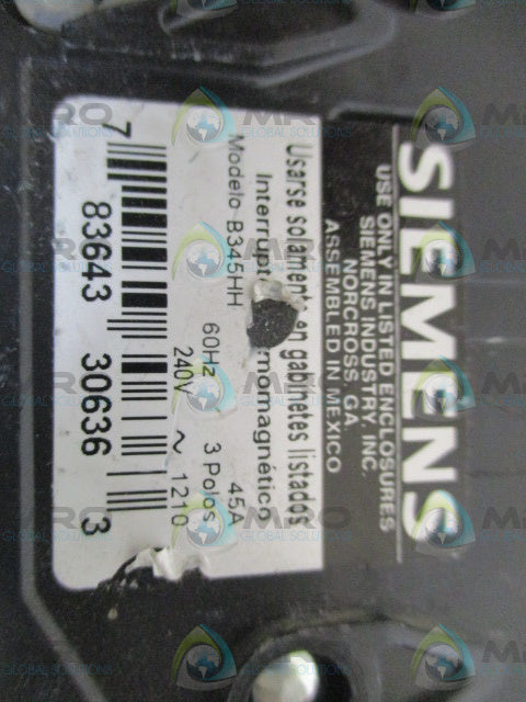 SIEMENS B345HH CIRCUIT BREAKER 45A (AS PICTURED) *NEW NO BOX*