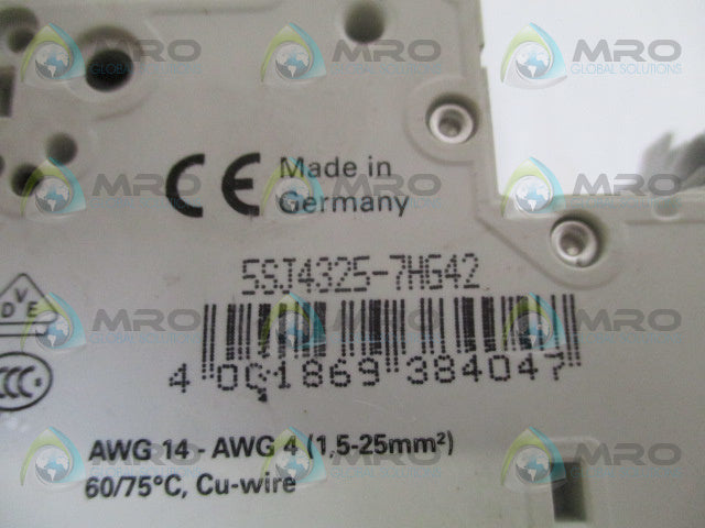 SIEMENS 5SJ4325-7HG42 CIRCUIT BREAKER 25A *NEW NO BOX*
