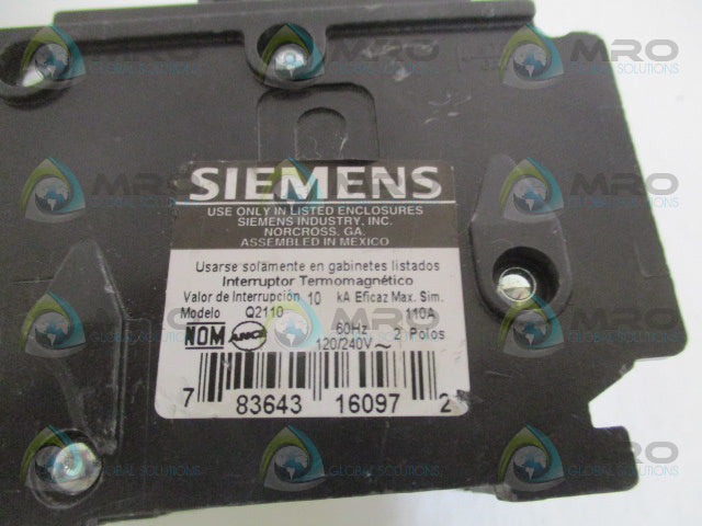 SIEMENS Q2110 CIRCUIT BREAKER 110A *NEW NO BOX*