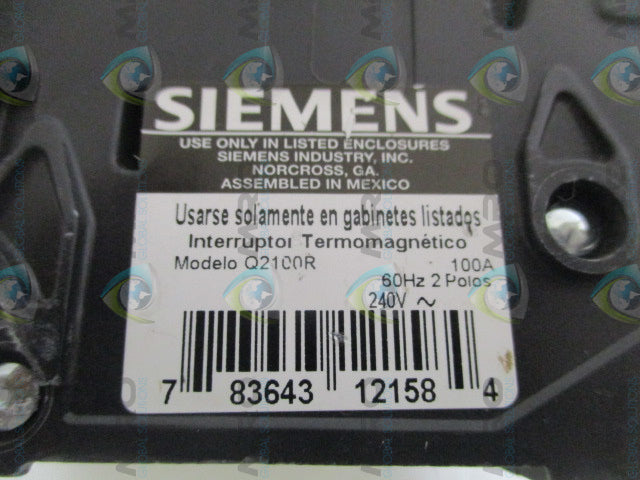 SIEMENS Q2100R CIRCUIT BREAKER 100A *NEW NO BOX*