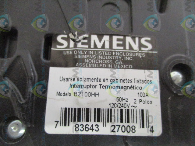 SIEMENS B2100HH CIRCUIT BREAKER 100A *NEW NO BOX*