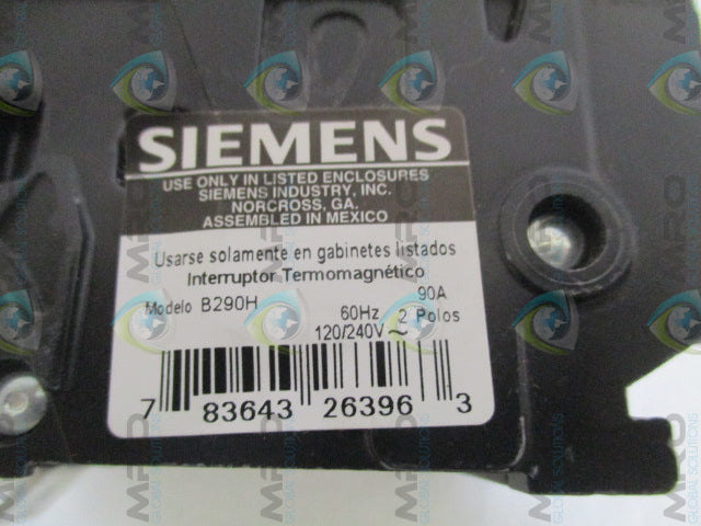 SIEMENS B290H CIRCUIT BREAKER 90A *USED*
