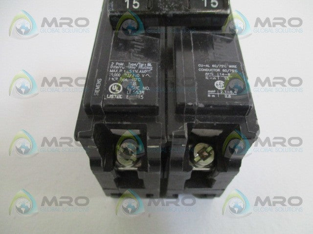 SIEMENS B215 CIRCUIT BREAKER 15A *USED*