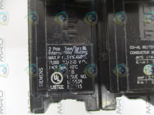 SIEMENS B215 CIRCUIT BREAKER 15A *USED*