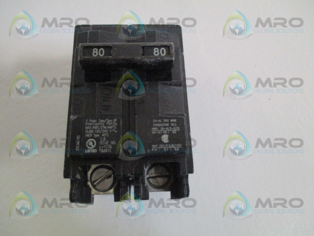 SIEMENS Q280 CIRCUIT BREAKER 80A (AS PICTURED) *USED*