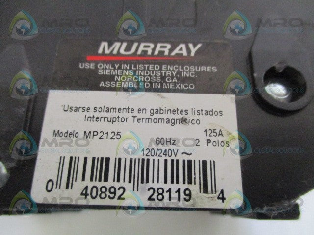 MURRAY MP2125 CIRCUIT BREAKER 125A (AS PICTURED) *USED*