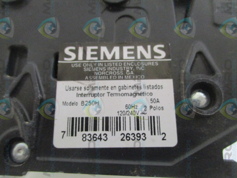 SIEMENS B250H CIRCUIT BREAKER 50A *USED*