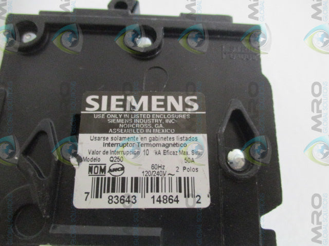 SIEMENS Q250 CIRCUIT BREAKER 50A * NEW NO BOX *