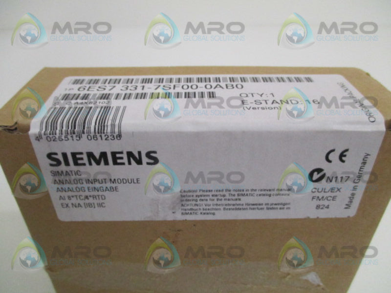 SIEMENS SIMATIC 6ES7331-7SF00-0AB0 ANALOG INPUT MODULE *FACTORY SEALED*