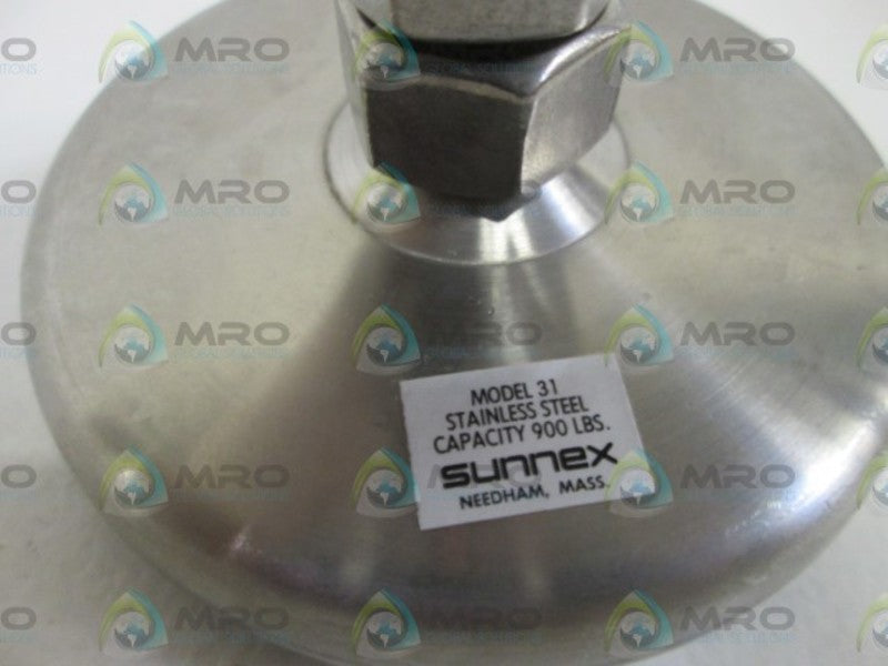 SUNNEX LEVELING FEET CAPACITY 900LBS. STAINLESS STEEL MODEL 31 *NEW NO BOX*
