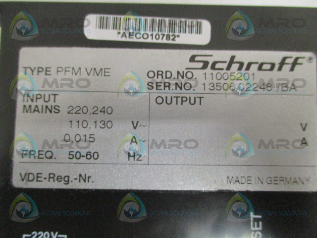 SCHROFF PFM/VME 11005201 POWER SUPPLY *USED*