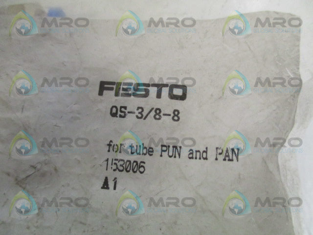 FESTO QS-3/8-8 PUSH-IN FITTING (PKG OF 10) * NEW IN FACTORY BAG *