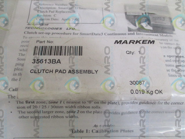 MARKEM 35613BA CLUTCH PAD ASSEMBLY *NEW IN FACTORY BAG*