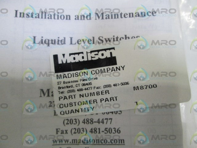 MADISON M8700 LIQUID LEVEL SWITCH *NEW IN FACTORY BAG*