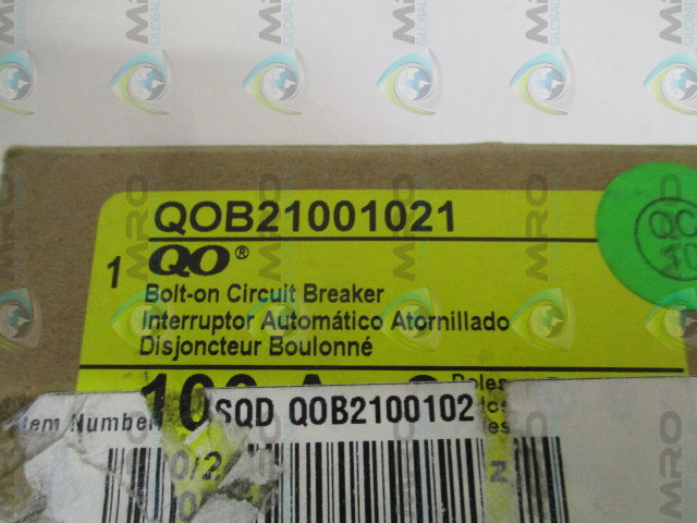 SQUARE D QOB21001021 CIRCUIT BREAKER 100A *NEW IN BOX*