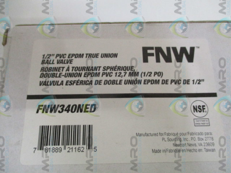 FNW FNW340NED BALL VALVE 1/2" *NEW IN BOX*