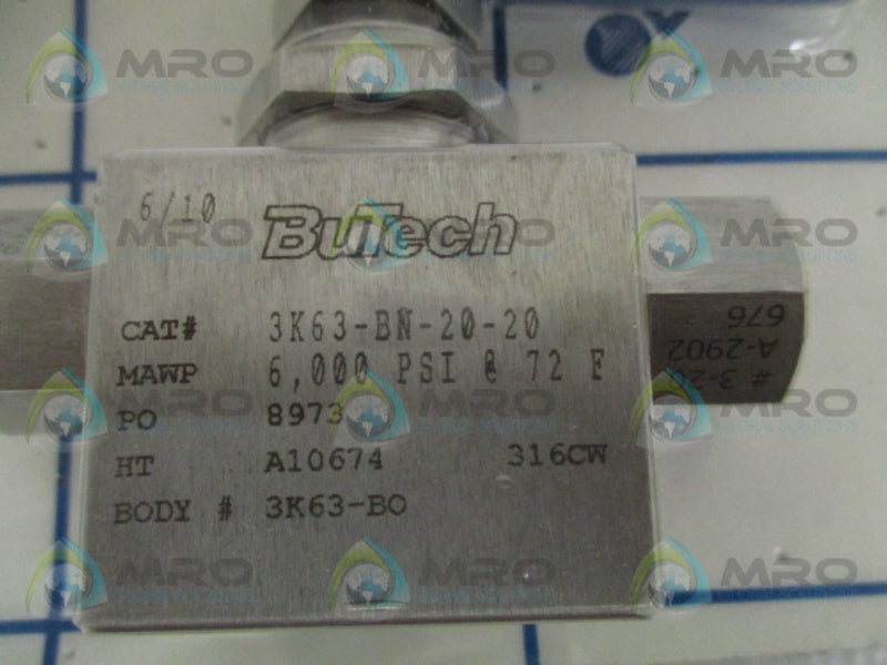 BUTECH 3K63-BN-20-20 PRESSURE BALL VALVE 6,000 PSI * NEW IN ORIGINAL PACKAGE *